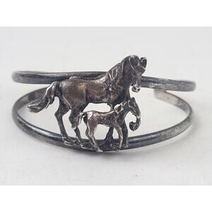 925 Sterling Silver Equestrian Cuff Bracelet 27.4g